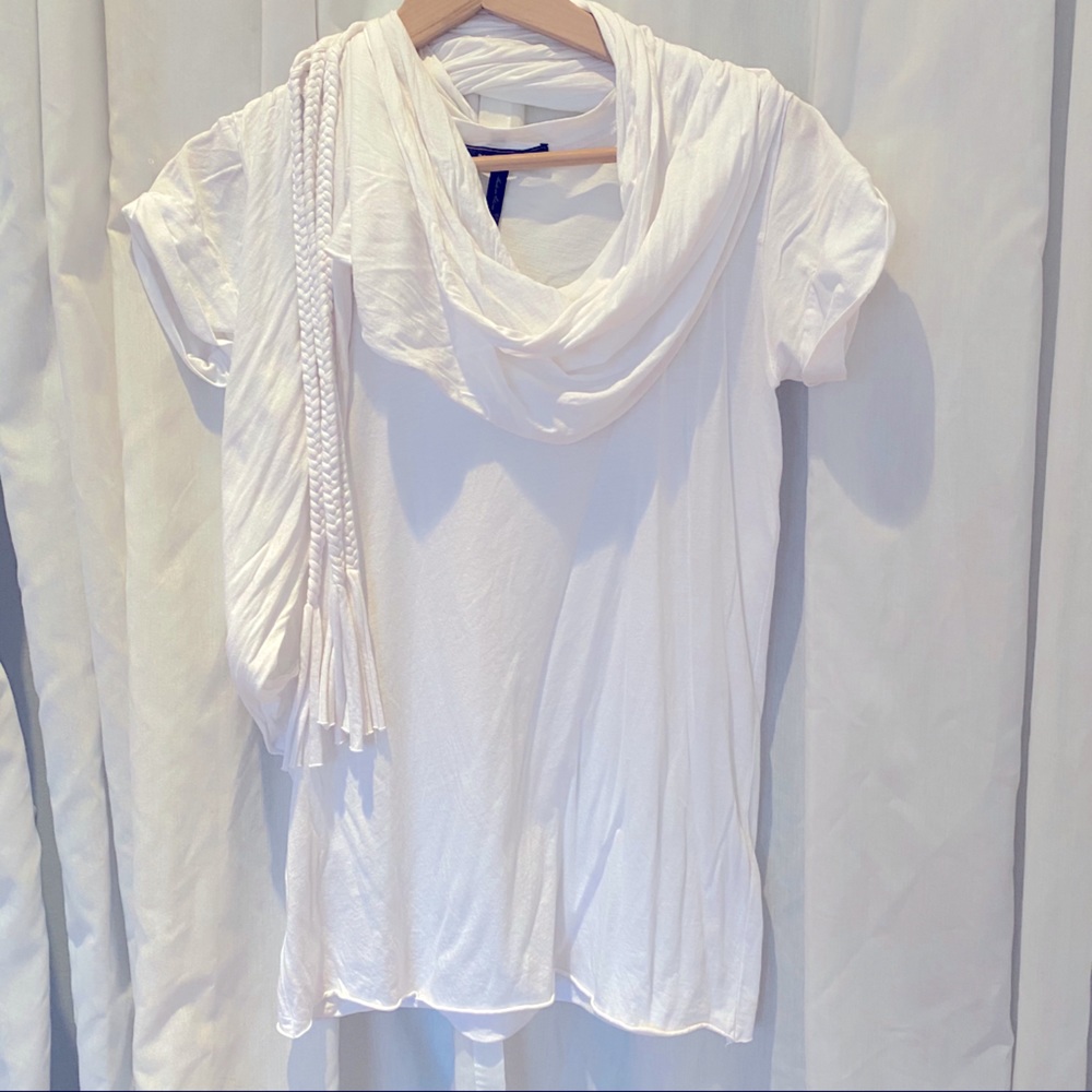BCBG braided tassel scarf tee